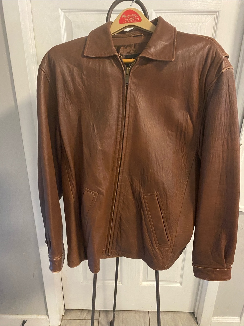 Wilson’s Men's Brown Leather Zip-Front Jacket size M